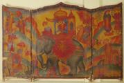 13. Large colourful 19th century Persian three-part folding screen